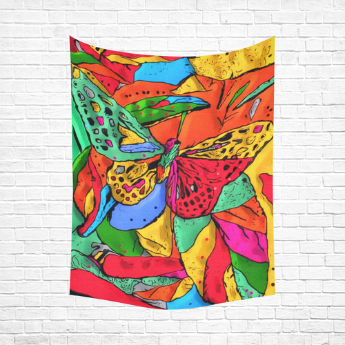 Fly my butterfly by Nico Bielow Cotton Linen Wall Tapestry 60"x 80"