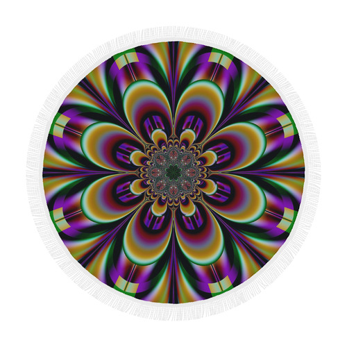 Purple Dream Fractal Flower Circular Beach Shawl 59"x 59"