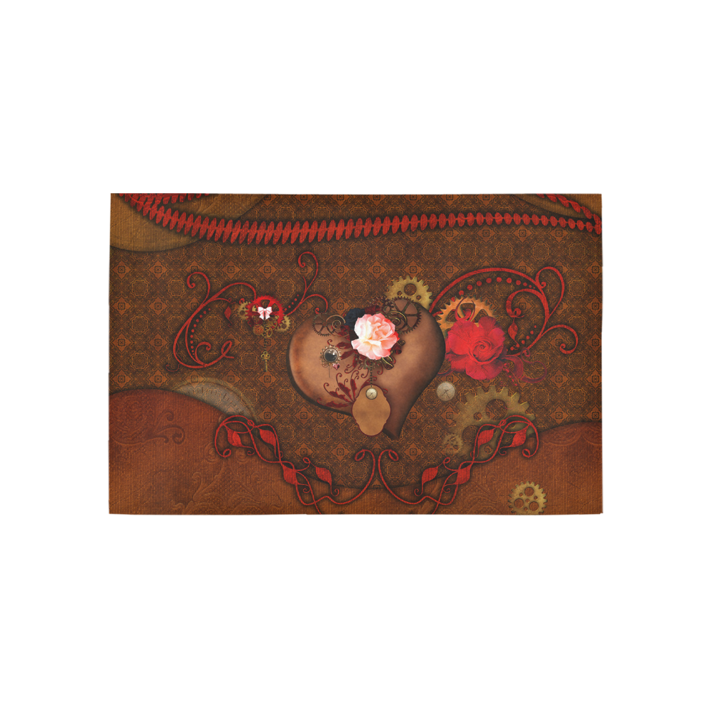 Steampunk heart with roses, valentines Area Rug 5'x3'3''