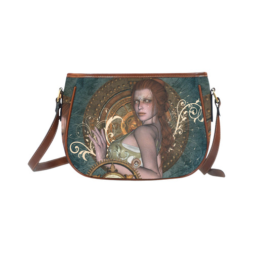 The steampunk lady with awesome eyes, clocks Saddle Bag/Small (Model 1649) Full Customization