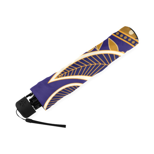 Gold Paisley Pattern Print Foldable Umbrella