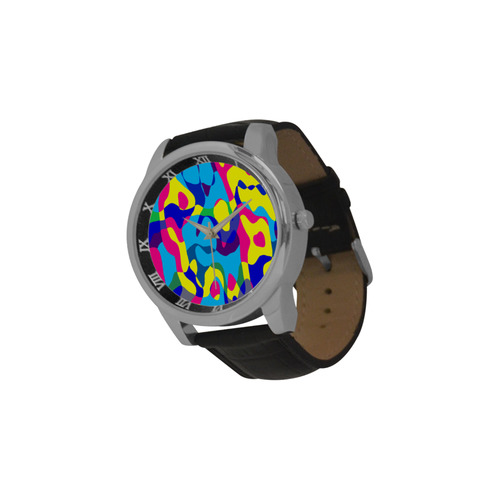 Colorful chaos Men's Leather Strap Large Dial Watch(Model 213)