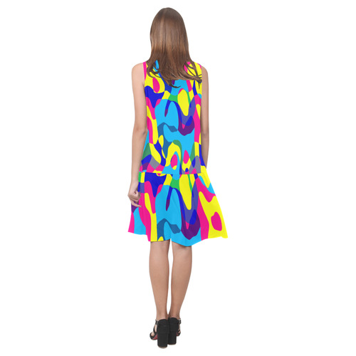 Colorful chaos Sleeveless Splicing Shift Dress(Model D17)