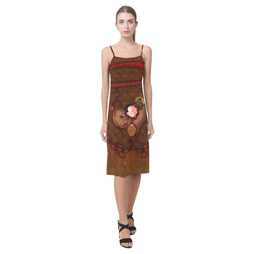 Steampunk heart with roses, valentines Alcestis Slip Dress (Model D05)