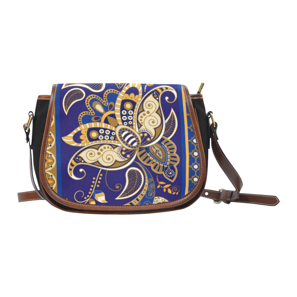 Beautiful Vintage Paisley Floral Ethnic Pattern Saddle Bag/Small (Model ...