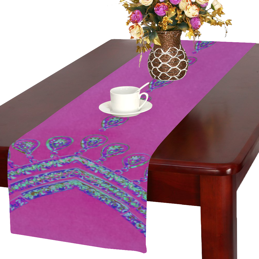 Jewelry COLLIER Blue Turquoise Pink Table Runner 16x72 inch