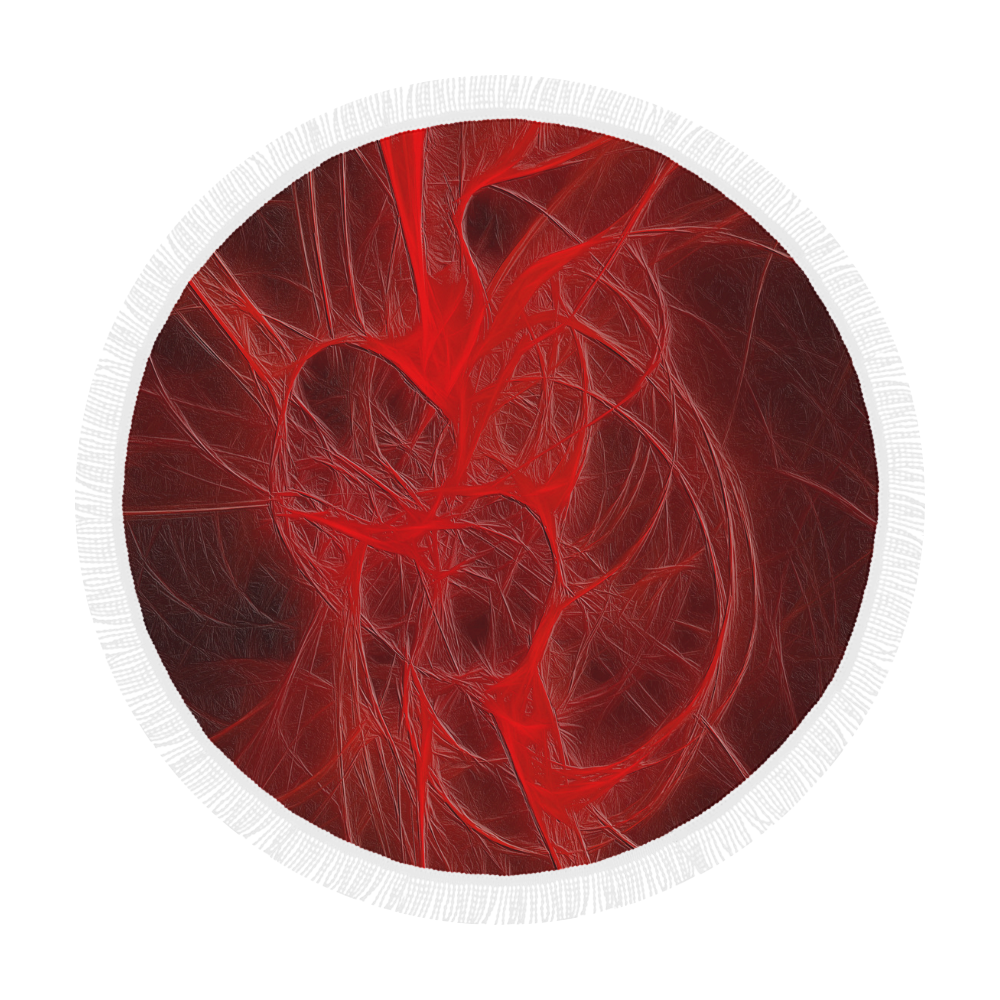 Red Fractal looks like Blood and Flesh Circular Beach Shawl 59"x 59"