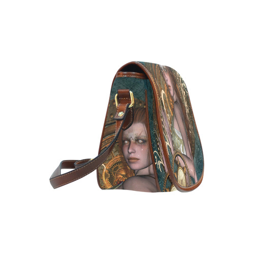 The steampunk lady with awesome eyes, clocks Saddle Bag/Small (Model 1649) Full Customization