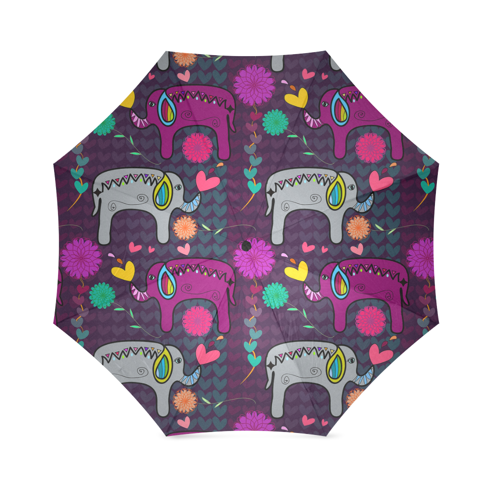 Namaste Elephants Foldable Umbrella (Model U01)