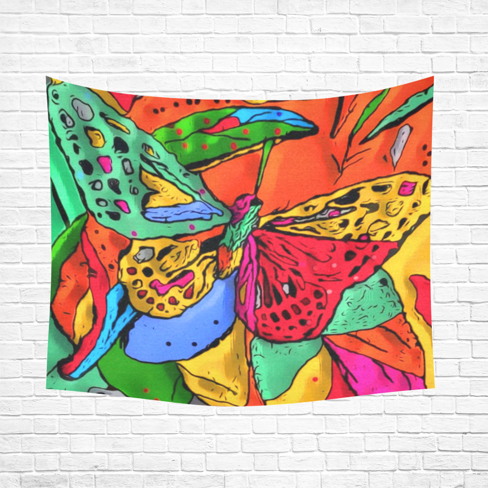 Fly my butterfly by Nico Bielow Cotton Linen Wall Tapestry 60"x 51"