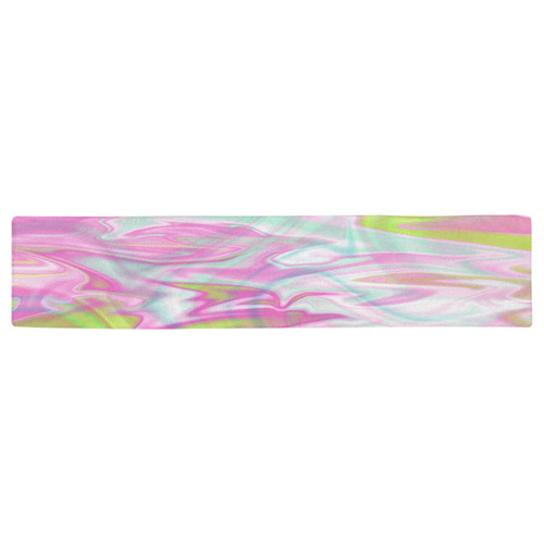 Pastel Iridescent Marble Waves Pattern Table Runner 16x72 inch