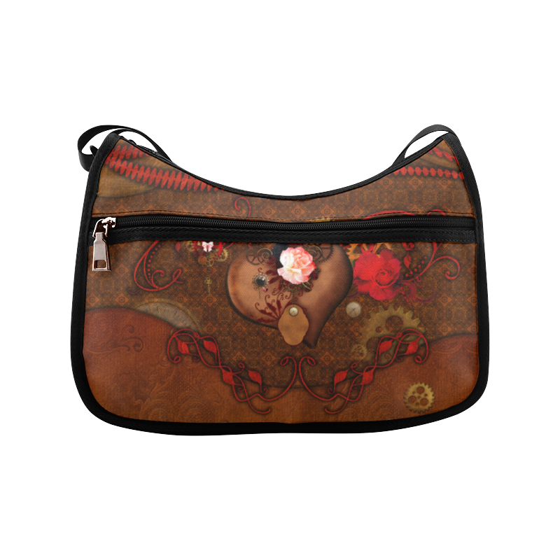 Steampunk heart with roses, valentines Crossbody Bags (Model 1616)