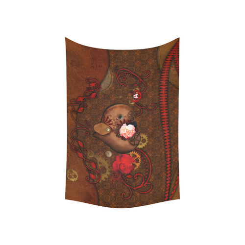 Steampunk heart with roses, valentines Cotton Linen Wall Tapestry 60"x 40"