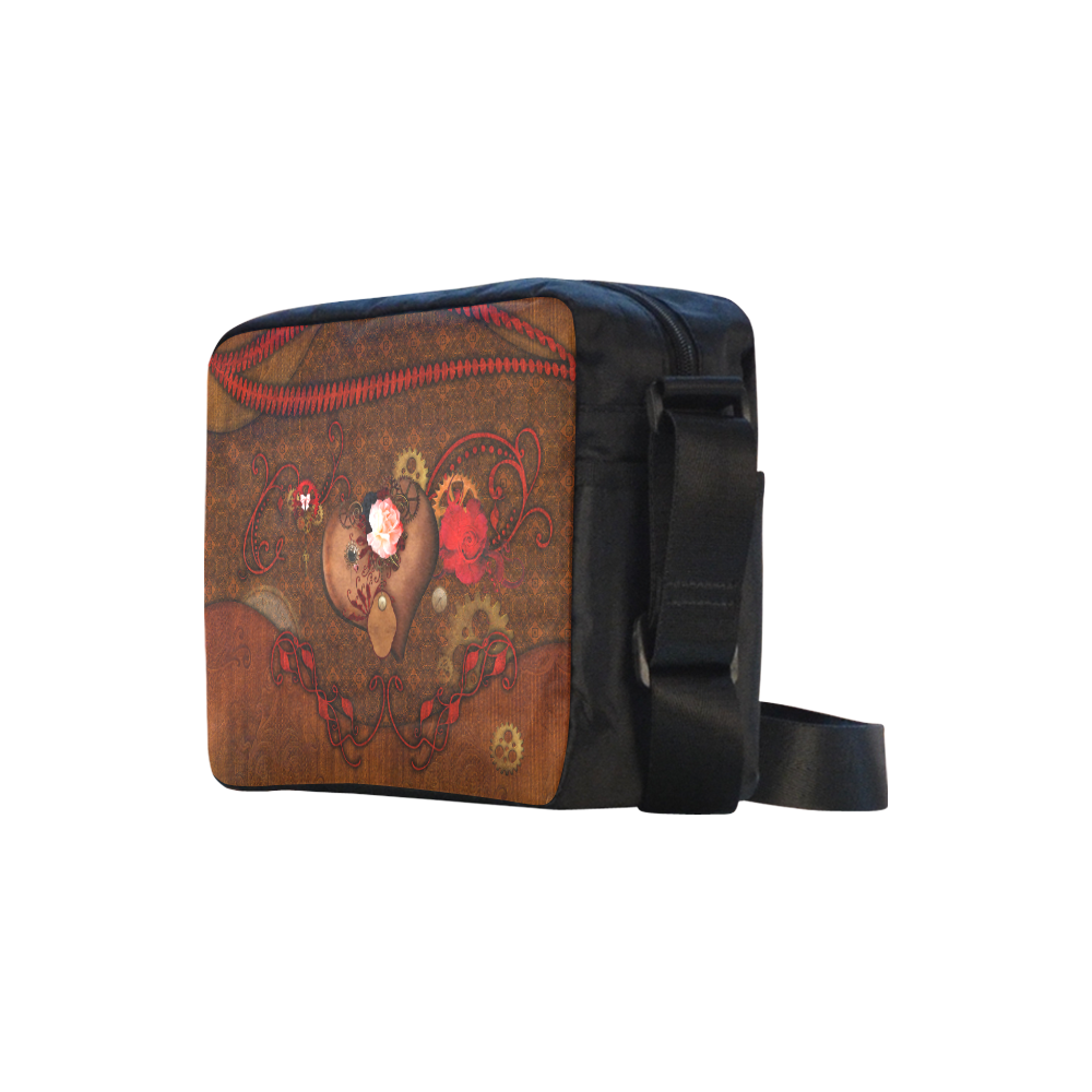 Steampunk heart with roses, valentines Classic Cross-body Nylon Bags (Model 1632)