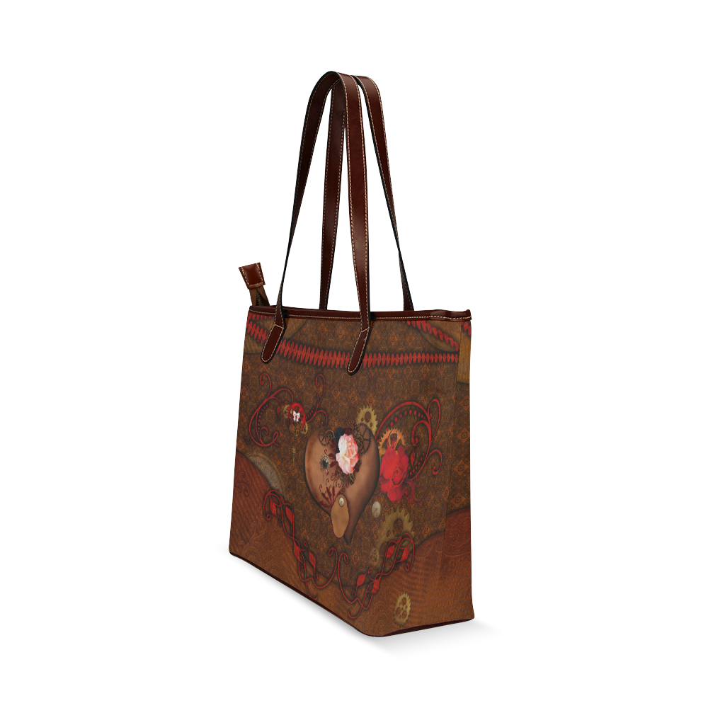 Steampunk heart with roses, valentines Shoulder Tote Bag (Model 1646)