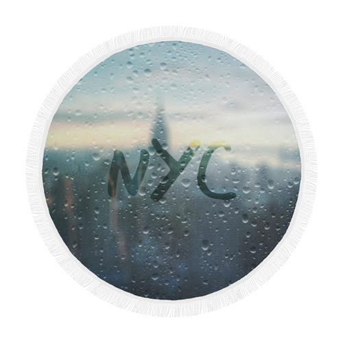 Rainy Day in NYC Circular Beach Shawl 59"x 59"