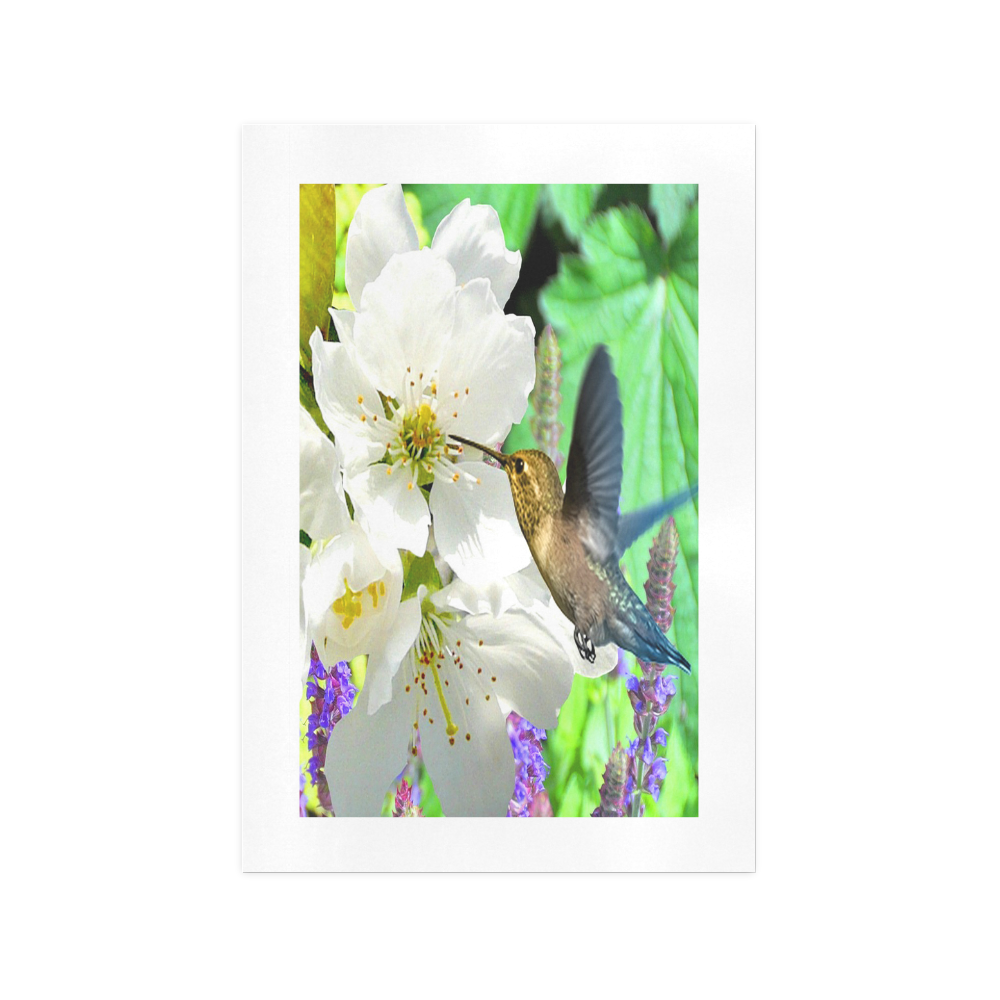 Peach Blossom Hummingbird Art Print 13‘’x19‘’