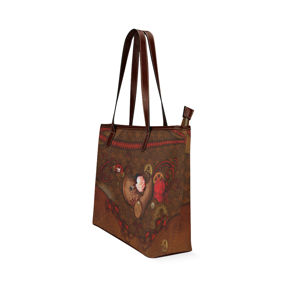 Steampunk heart with roses, valentines Shoulder Tote Bag (Model 1646)