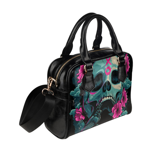 Pink Skull Shoulder Handbag (Model 1634)