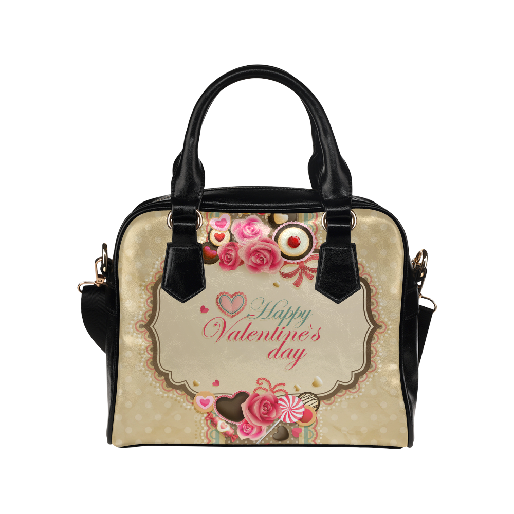 Beautiful Floral Valentine Day Hearts Shoulder Handbag (Model 1634)