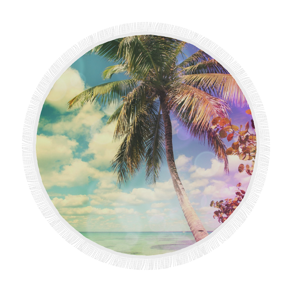 Prismatic Palm Circular Beach Shawl 59"x 59"