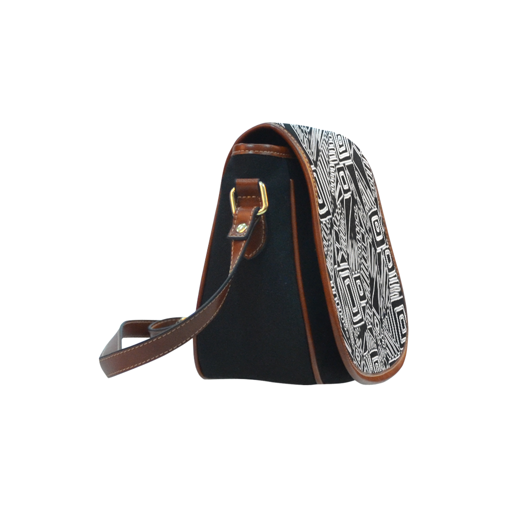 Optical Illusion, Black and White Art Saddle Bag/Small (Model 1649)(Flap Customization)