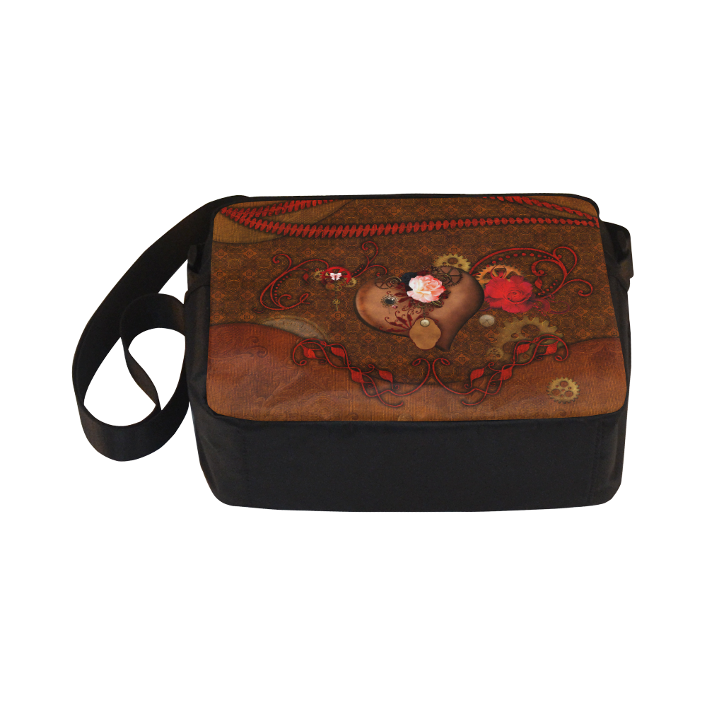 Steampunk heart with roses, valentines Classic Cross-body Nylon Bags (Model 1632)