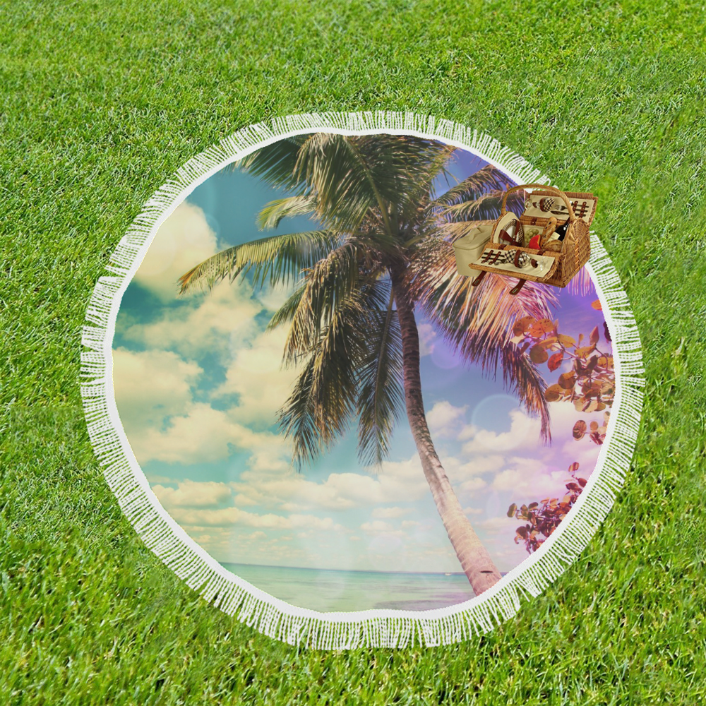 Prismatic Palm Circular Beach Shawl 59"x 59"