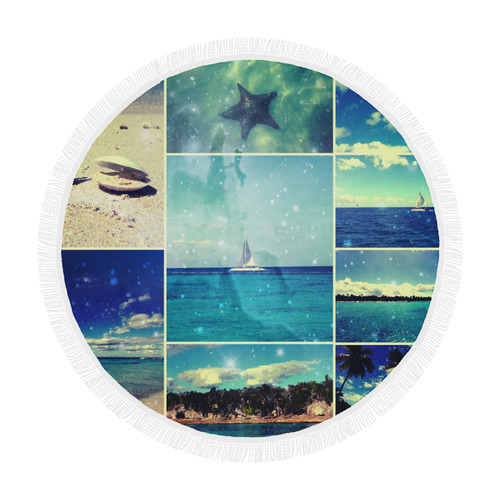 Starry Starry Caribbean Night Circular Beach Shawl 59"x 59"