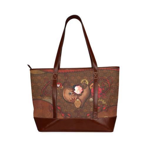 Steampunk heart with roses, valentines Tote Handbag (Model 1642)