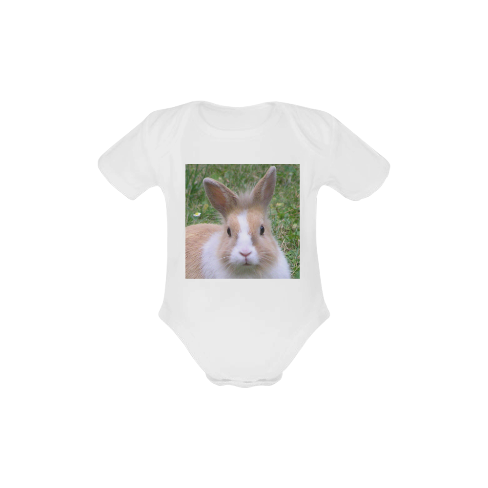 cute rabbit by JamColors Baby Powder Organic Short Sleeve One Piece (Model T28)