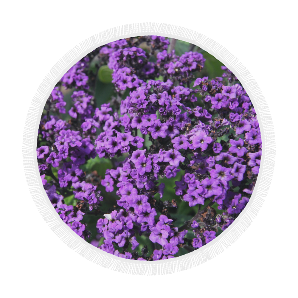 Purple Flowers Circular Beach Shawl 59"x 59"