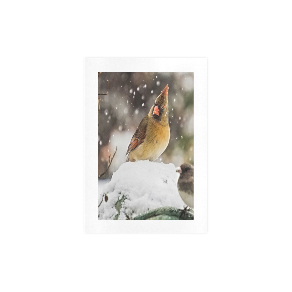 Cardinal In The Snow Art Print 7‘’x10‘’