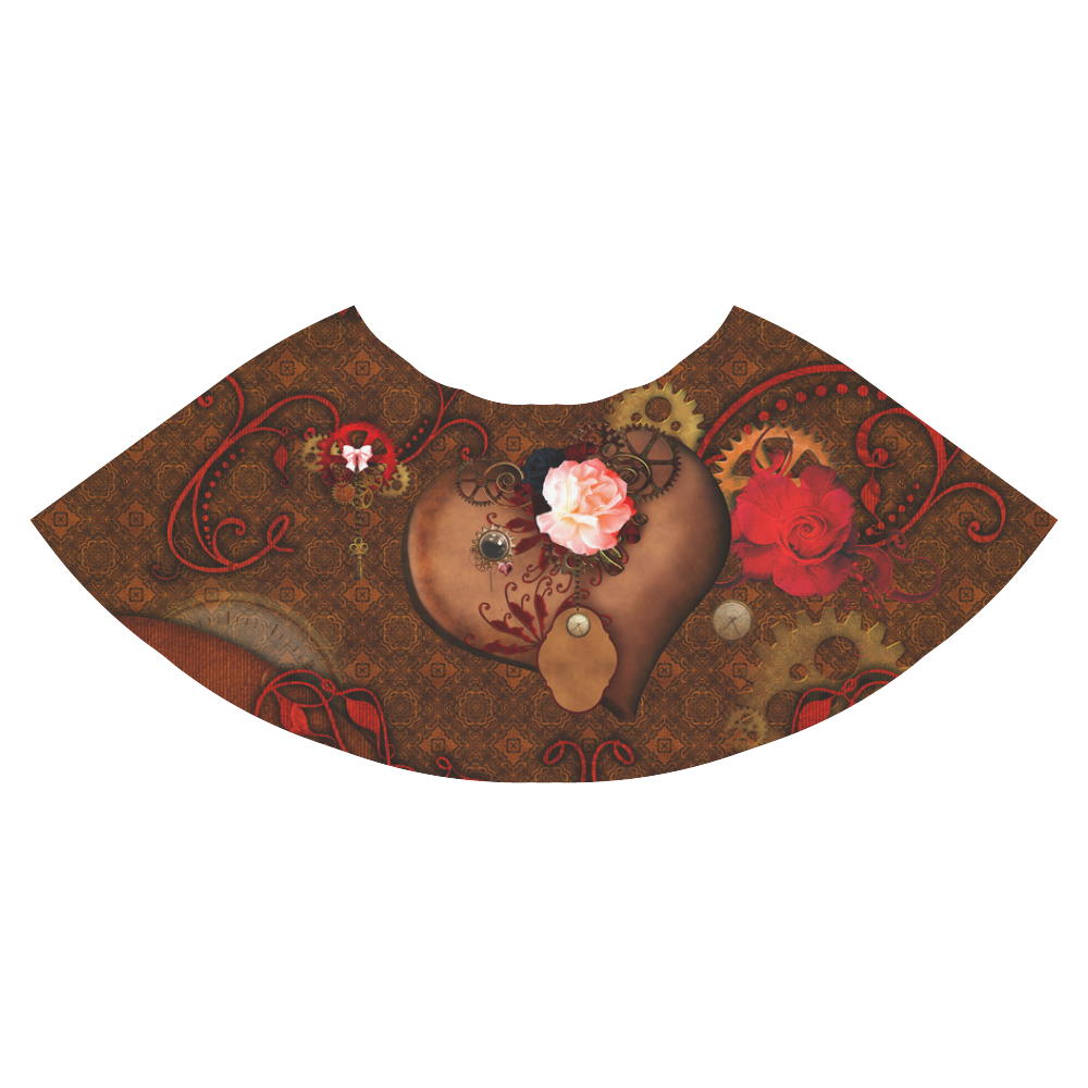 Steampunk heart with roses, valentines Athena Women's Short Skirt (Model D15)