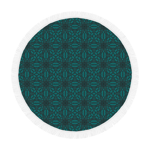 Sexy Teal and Black Floral Lace Circular Beach Shawl 59"x 59"