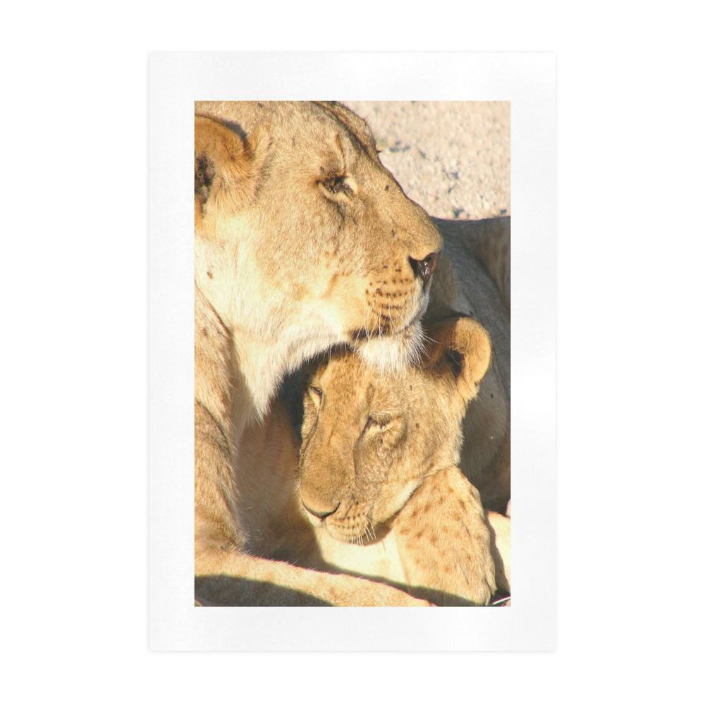 Lion And Cub Love Art Print 19‘’x28‘’