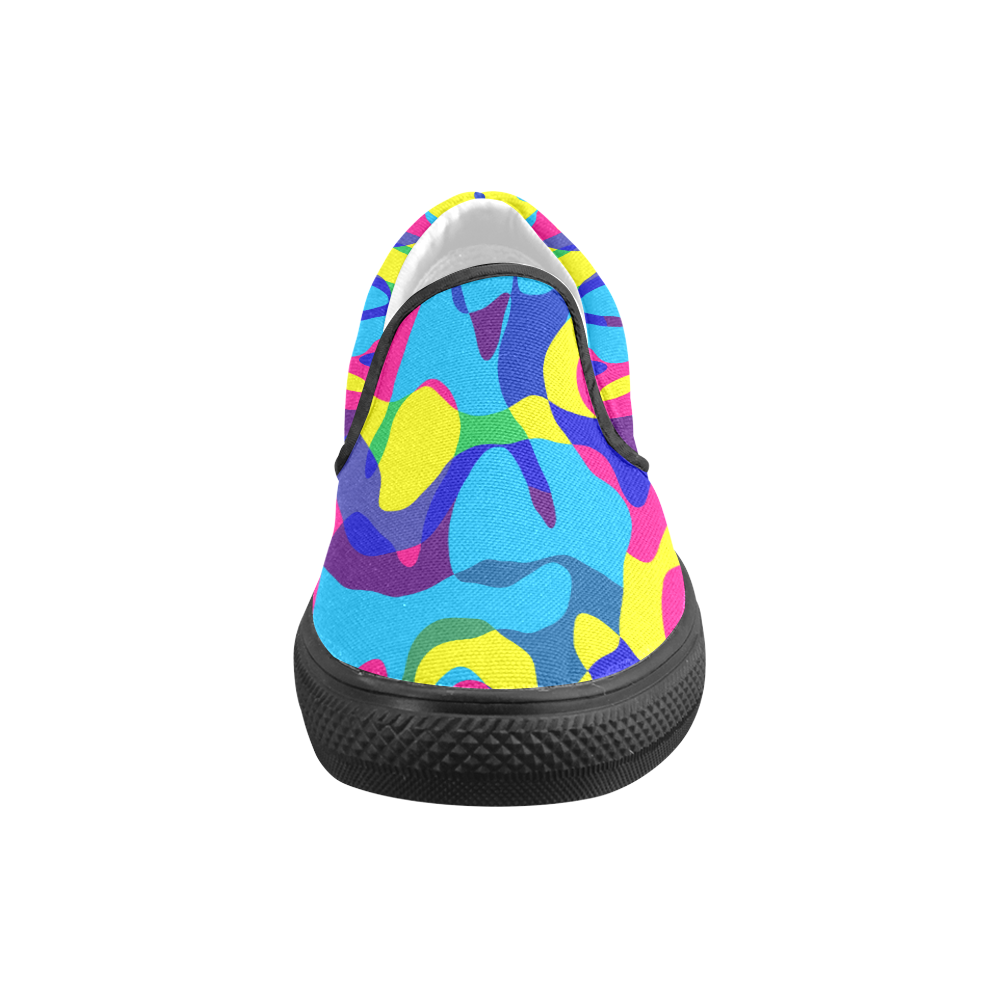 Colorful chaos Women's Unusual Slip-on Canvas Shoes (Model 019)