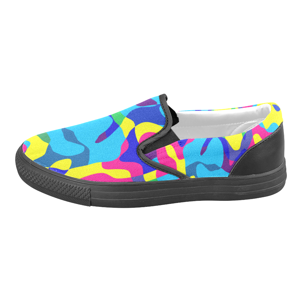 Colorful chaos Women's Unusual Slip-on Canvas Shoes (Model 019)