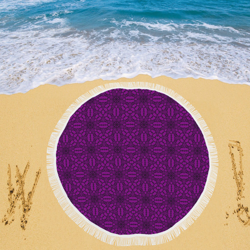 Sexy Purple and Black Floral Lace Circular Beach Shawl 59"x 59"