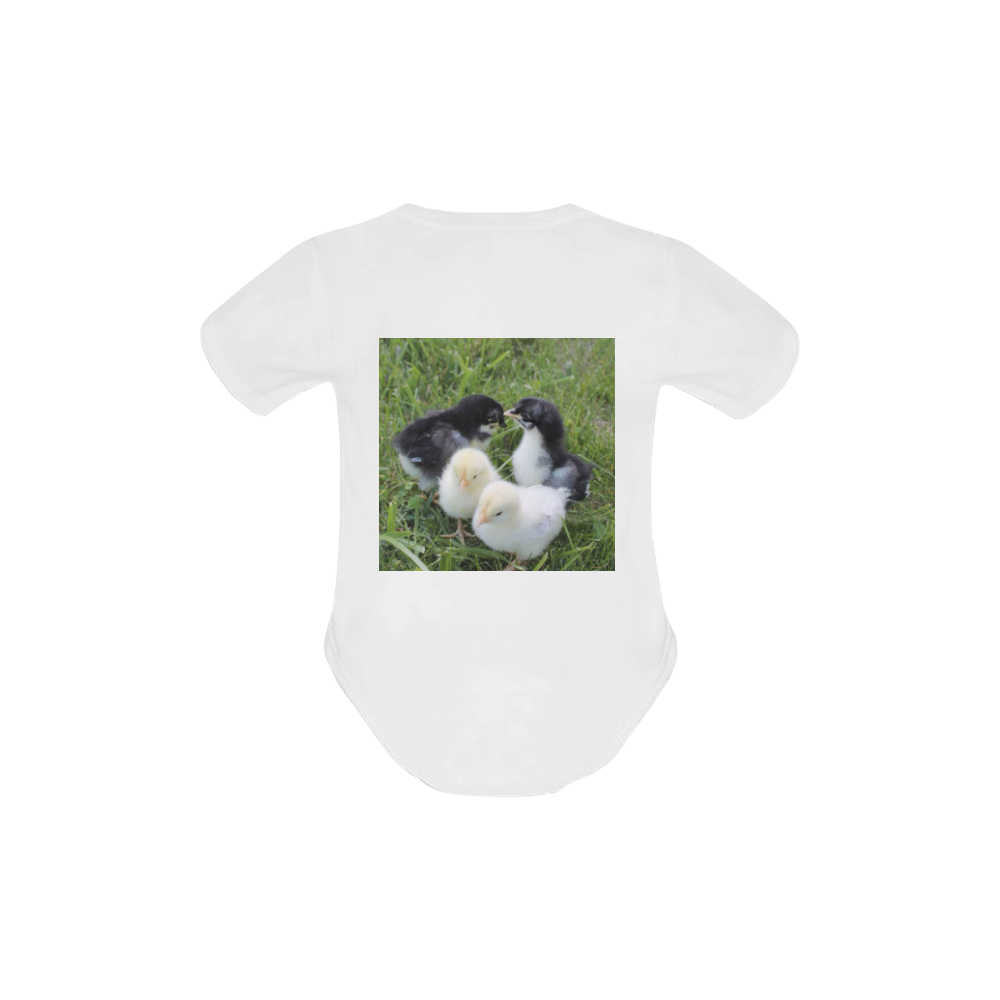 four lovely chicks by JamColors Baby Powder Organic Short Sleeve One Piece (Model T28)