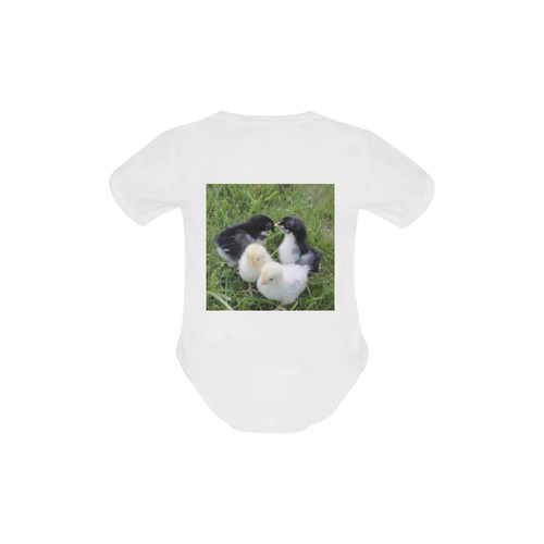 four lovely chicks by JamColors Baby Powder Organic Short Sleeve One Piece (Model T28)
