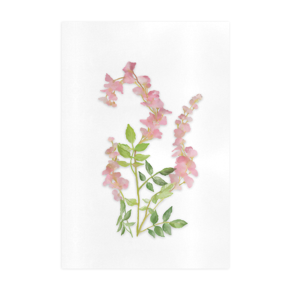 Pink tiny flower w shadow - floral watercolor Art Print 19‘’x28‘’