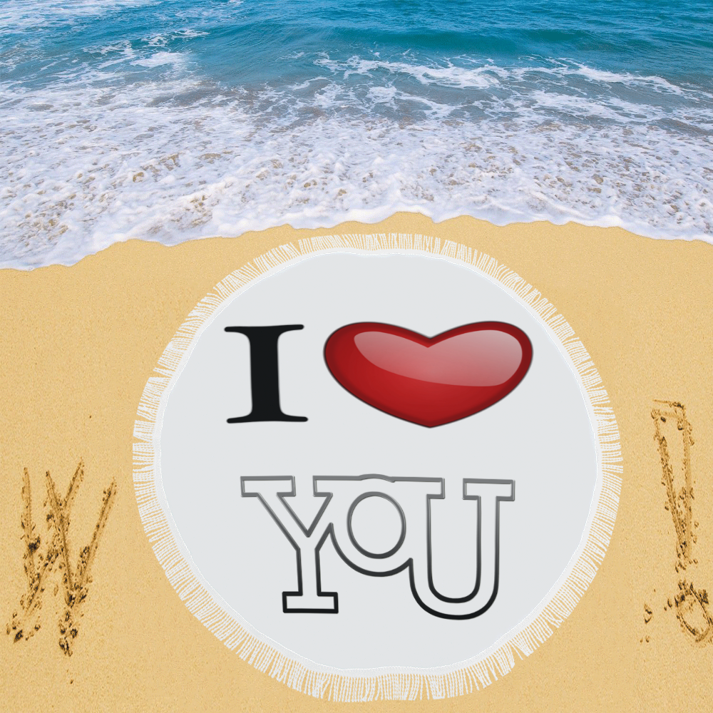 I Love You Circular Beach Shawl 59"x 59"