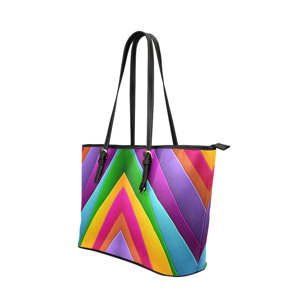 Colorful Pyramid Leather Tote Bag/Large (Model 1651)
