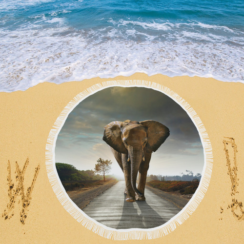 Elephant Circular Beach Shawl 59"x 59"