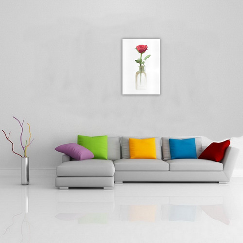 Floral Watercolor. Red Rose in Glas Flask - Vase Art Print 19‘’x28‘’