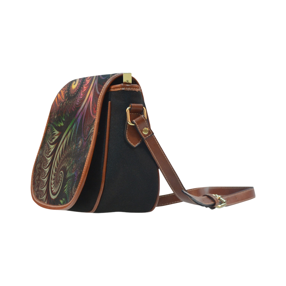 fractal pattern with dots and waves Saddle Bag/Small (Model 1649)(Flap Customization)