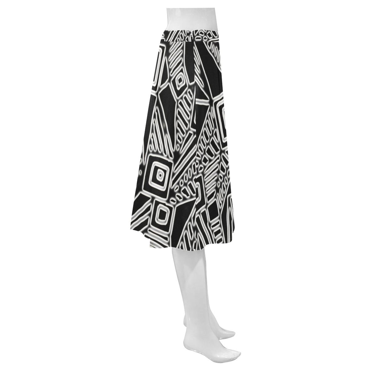 Optical Illusion, Black and White Art Mnemosyne Women's Crepe Skirt (Model D16)