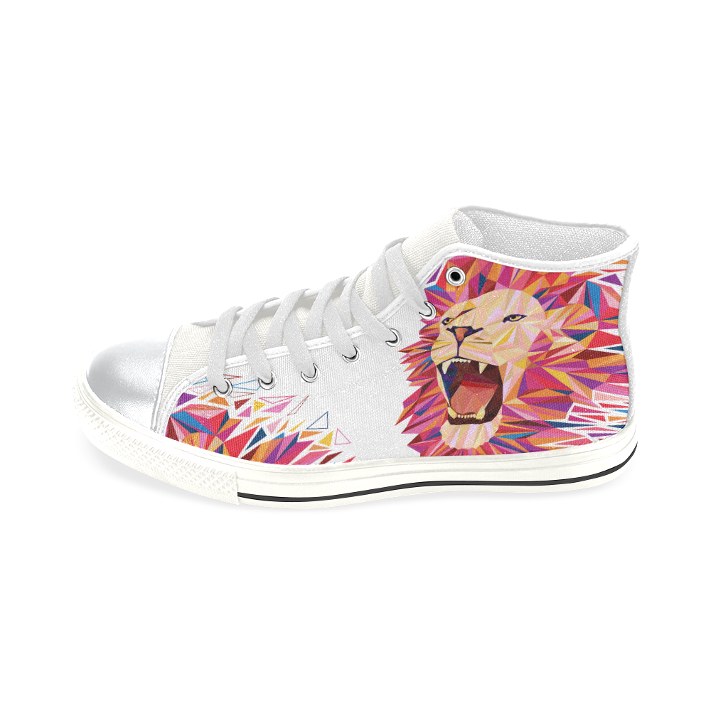 lion roaring polygon triangles High Top Canvas Shoes for Kid (Model 017)