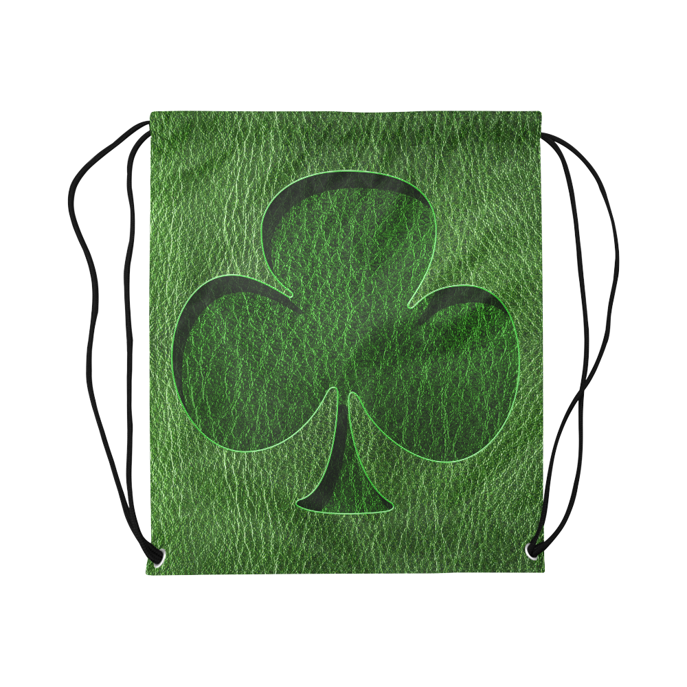 Leather-Look Irish Clover Large Drawstring Bag Model 1604 (Twin Sides)  16.5"(W) * 19.3"(H)